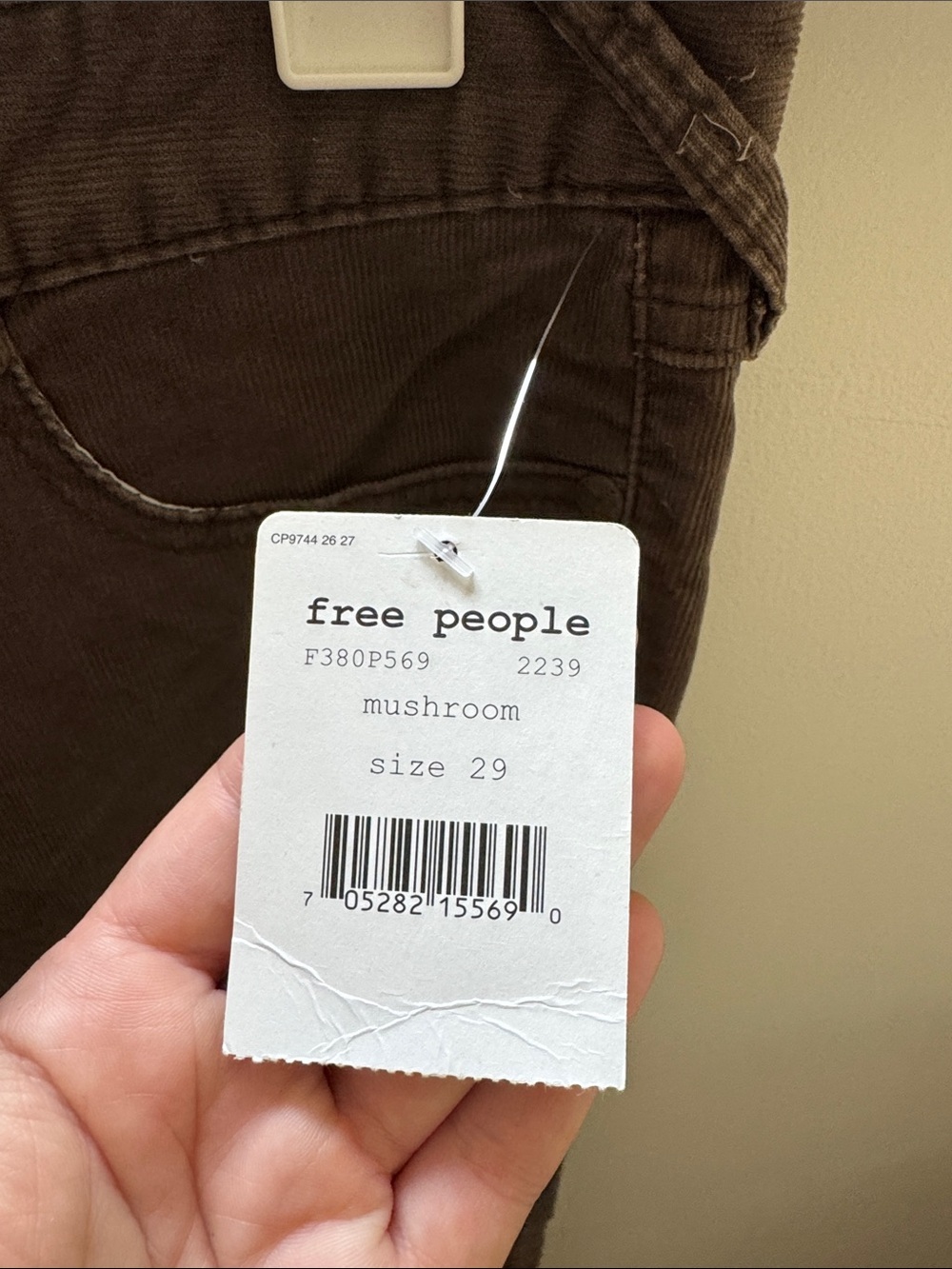 NWT Free People Corduroy Skinny Pants Brown Size 29 Stretch Ankle Jeans - Picture 2 of 9
